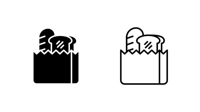 Bread bag glyph outline icon. Packaged loaf product. Used for grocery and retail display. Food and packaging.
