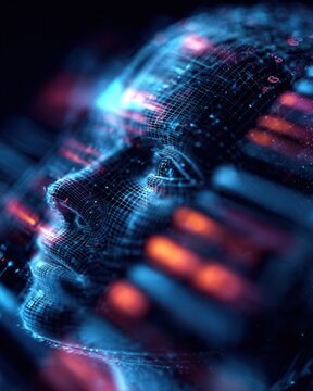 Holographic data visualization of an AI head