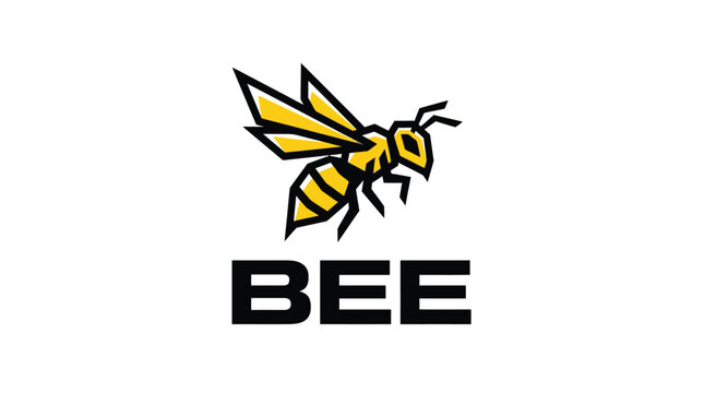 Modern Bee Logo Design with Bold Text.