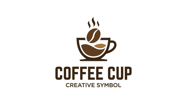 Creative Coffee Cup Logo Symbol with Coffee Bean.
