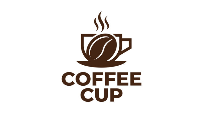 Modern Coffee Cup Logo Design with Coffee Bean.