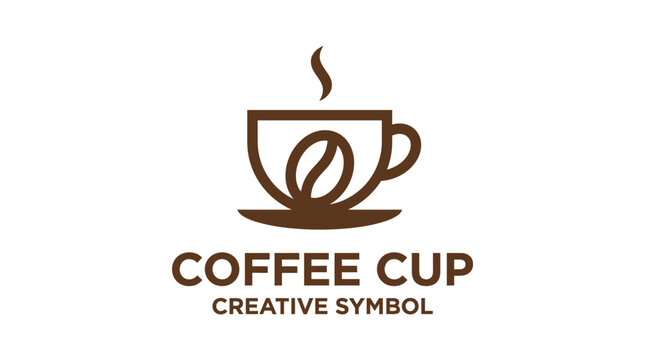 Coffee Cup Creative Symbol with Bean and Steam.