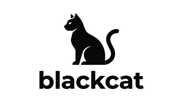 Black cat logo with text.