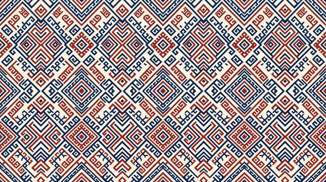 Seamless Traditional Hmong Paj Ntaub Story Cloth Geometric Pattern