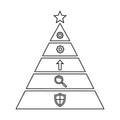 Fototapeta premium Hierarchy Pyramid with Icons and Star Top, high quality professional stock photography, highly detailed commercial image, isolated background, studio lighting, natural composition