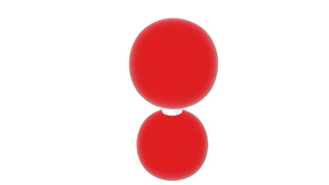 3D model of ozone (O₃) molecule composed of three oxygen atoms, displayed on a clean white background.