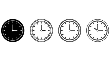 Fototapeta premium Four Analog Clocks Display Different Times in a Row for Visual Interest.