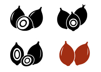Palm fruit set icon illustration, in silhouette design, isolated on transparent background © Bambang