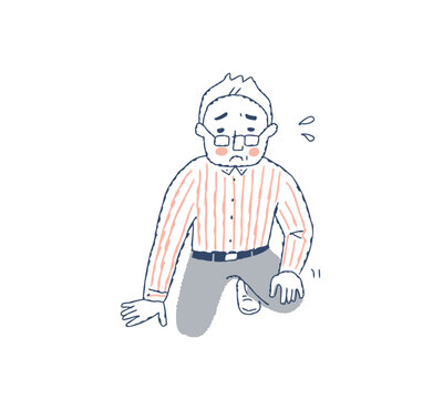 立ち上がれないシニア男性