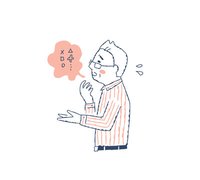 ろれつが回らなくて困っているシニア男性