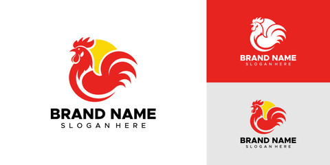 A vibrant rooster logo stands out on a white background next to brand name text. © AZ Zhaf