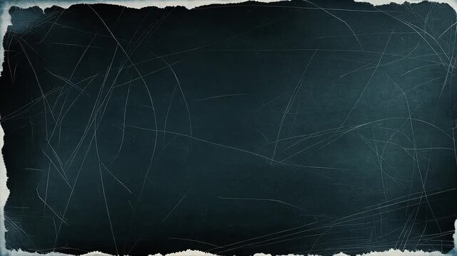 Dark chalkboard shows worn edges and faint scratch marks. Faint white lines suggest past use or erasing. Rough texture and faded surface imply age or neglect