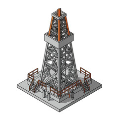 Isometric View of an Oil Rig Derrick Structure. © Berkah