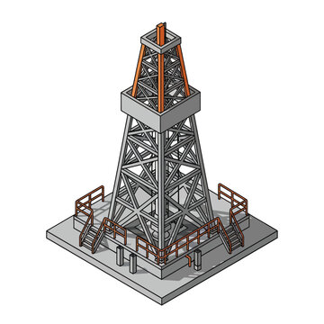 Isometric View of an Oil Rig Derrick Structure.