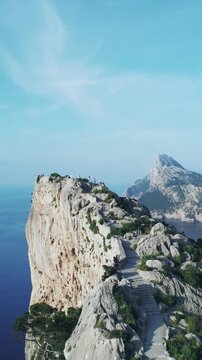 Aerial View Mirador Es Colomer Mallorca Cliffs and Mediterranean Sea