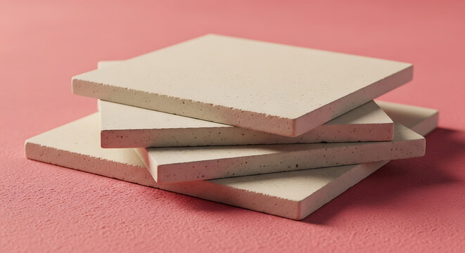 Stack of plasterboard sheets, building material, construction supplies, renovation and interior design element, neutral background