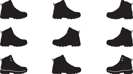 Fototapeta premium Black silhouette of hiking boots.