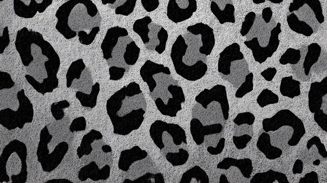 seamless monochrome leopard print pattern gray background fashion animal texture