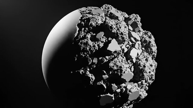 Close up view of the moon showing craters illuminated by sunlight in space