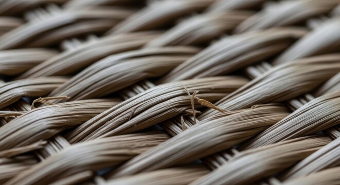 Woven Texture with Organic Fibers Crafting Materials Rustic Decor Sustainable Design Intertwined Strands Natural Weave Patterns Brownish Tones Textile Artistry Eco-Friendly Surface