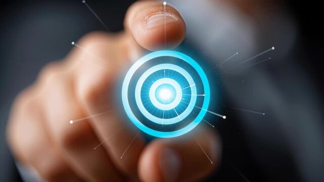Digital Touch: A person's finger hovers over a vibrant, glowing digital interface, representing the seamless convergence of human interaction and advanced technology.