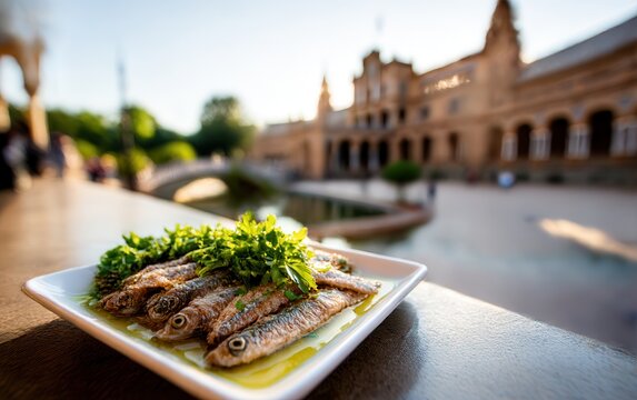 Fresh anchovies in vinegar served at Plaza de Espana