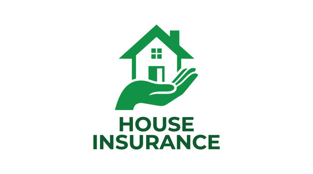 House Insurance Protection Symbol with Hand and Building.
