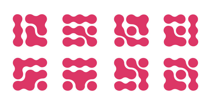 Metaball, connected dots, circles pattern, texture element. Vector 10 EPS