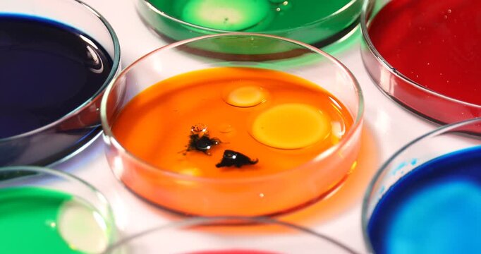 Dripping reagent into Petri dish with sample at white table, closeup
