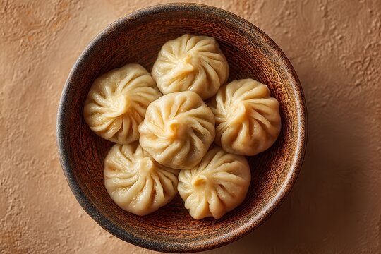 Traditional buuz dumplings served on a simple ceramic plate