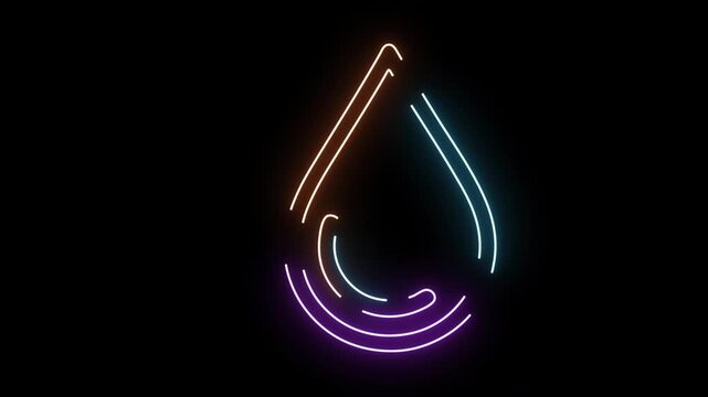 Abstract Neon Drop Shape with Purple Blue and Orange Glow on Black image photo