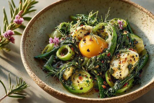 Rich calulu with fish and greens on muted olive background