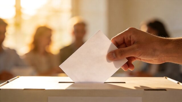 Hand casting vote in ballot box