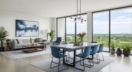Fototapeta premium Modern open plan living and dining room interior