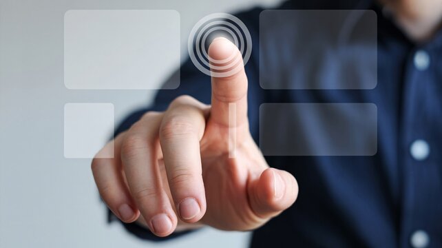 Finger touching a concentric circle interface on a digital display
