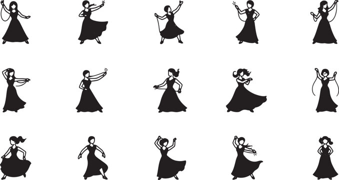 Black silhouette dancers performing various ballet and contemporary moves