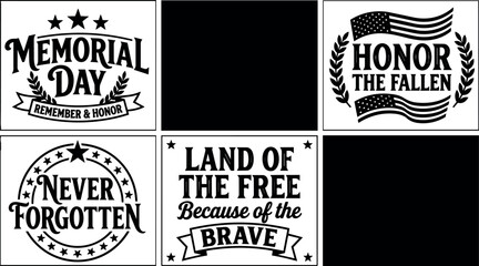 Obraz premium Memorial day remember and honor black and white patriotic phrase vector art