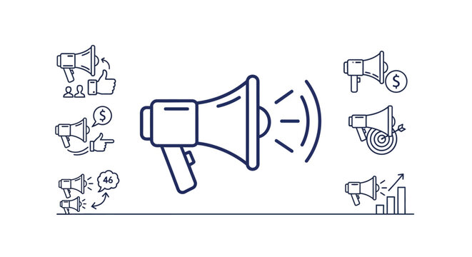 Megaphone Loudspeaker Icon Communication Tool.