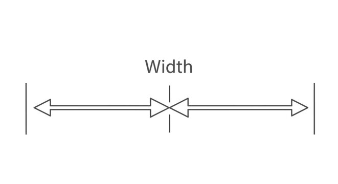 Double headed arrow symbol meaning width.