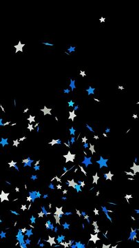 Confetti Explosion. Animated colorful confetti on a transparent background. Vertical format.