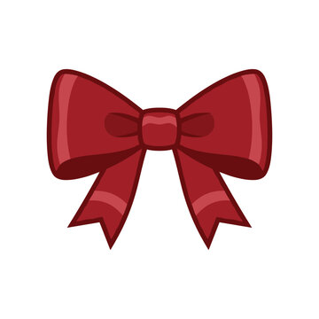 A classic and elegant red bow with subtle creases and a simple knot is centered in the image.