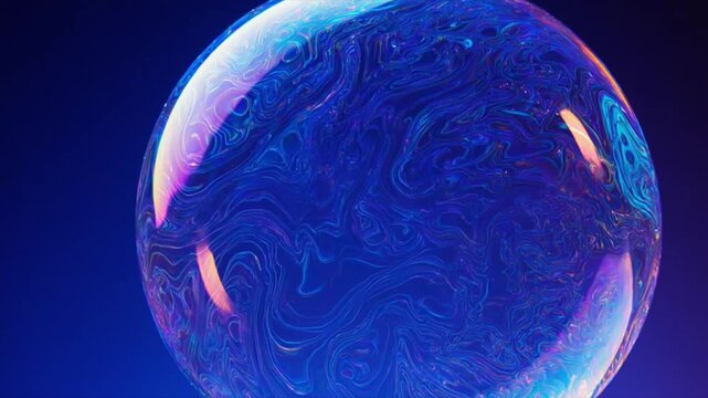 極限マクロで捉えた1枚のシャボン膜 ネオンカラーが渦巻く抽象的サイコデリック映像