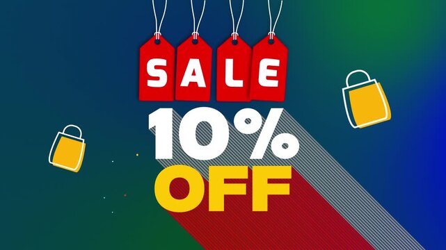 Sale 10% Off Animation Video . 10% Off . Sale 10 Percent Off 4k Video . 10 percent off discount text offer promotion