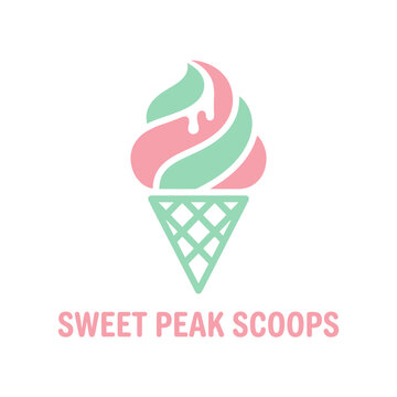 Sweet Peak Scoops pastel ice cream shop logo design. EPS Editable. Vector Illustrations.