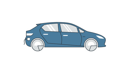 Fototapeta premium Blue Sedan Car Side View Illustration.