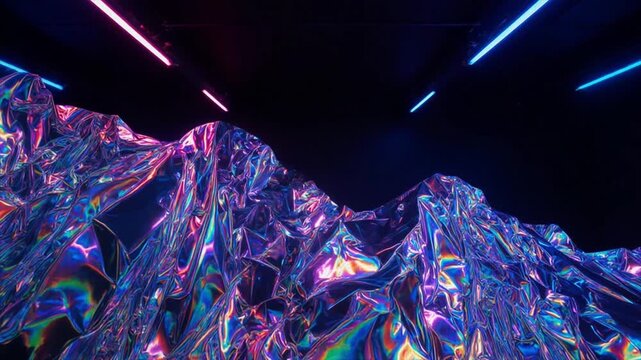深夜ネオン照明ホログラフィック箔オービット・サイバーパンク抽象映像