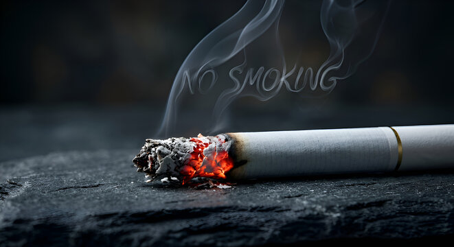 burning cigarette in the smoke