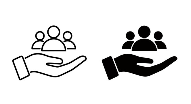 Community support and group care depicted by hands cradling people in a symbolic image.