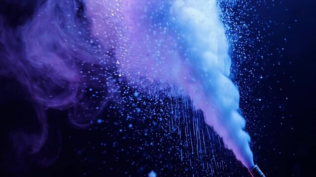 低アングル激烈UVスモーク噴出 縦方向ホイップパン高速映像