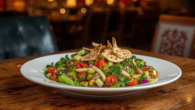 Fattoush dish served.